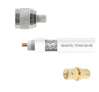 Кабельная сборка VEGATEL 5D-FB (Titan, белый) (SMA-male - N-male) 1м