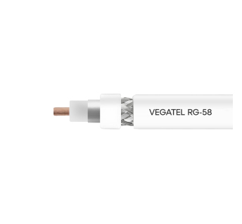 Кабель коаксиальный VEGATEL RG-58 A/U (ГОСТ, PVC, белый) бухта 500м